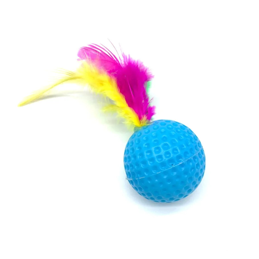 Cat's Plastic Golf Ball with Feather Toy - MeeowShop