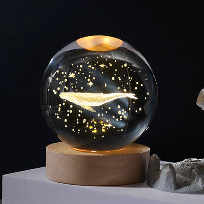 3D Crystal Ball Night Light | Moon, Astronaut, Galaxy