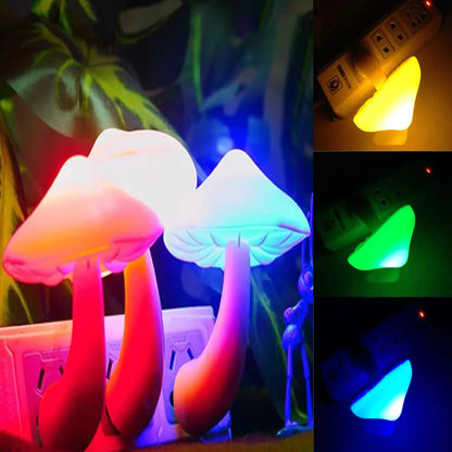 LED Night Light Mushroom Wall Socket Lights Lamp Sensor