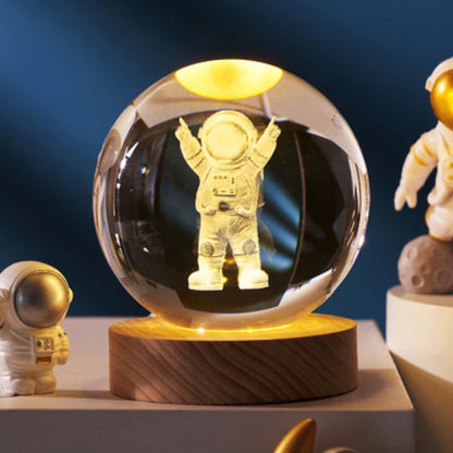 3D Crystal Ball Night Light | Moon, Astronaut, Galaxy