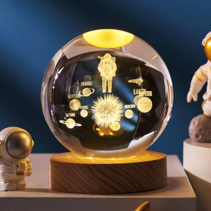 3D Crystal Ball Night Light | Moon, Astronaut, Galaxy