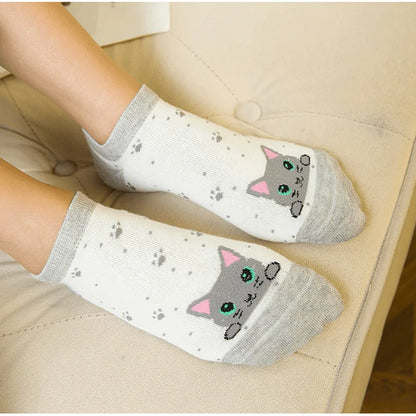 5 Pairs Curly Cat Socks