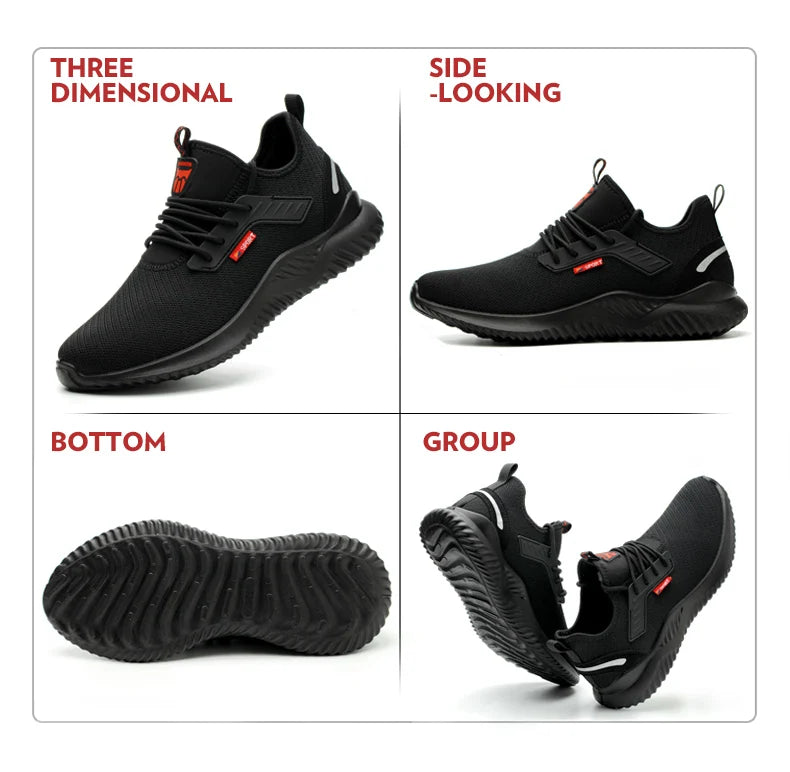 Work Sneakers Steel Toe Shoes Men Safety Shoes Puncture-Proof Work Shoes Boots Fashion Indestructible Footwear Security