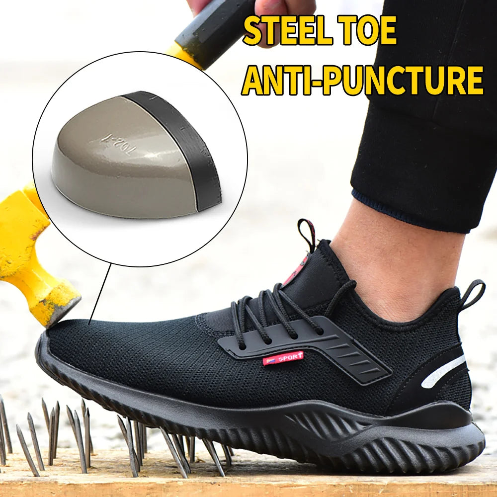 Work Sneakers Steel Toe Shoes Men Safety Shoes Puncture-Proof Work Shoes Boots Fashion Indestructible Footwear Security