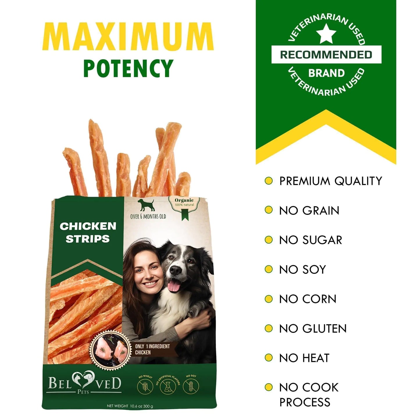 Chicken Strips Dog Treats Meat Sticks Grain Free Chews 10.6 Oz