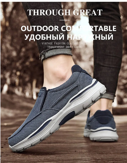 New Men Canvas Shoes Fashion Men's Casual Shoes Light Non-slip Loafer Washed Denim Flat shoes Outdoor Sneakers Vulcanized Shoes