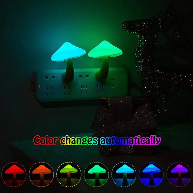 LED Night Light Mushroom Wall Socket Lights Lamp Sensor