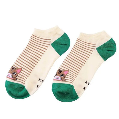 5 Pairs Curly Cat Socks