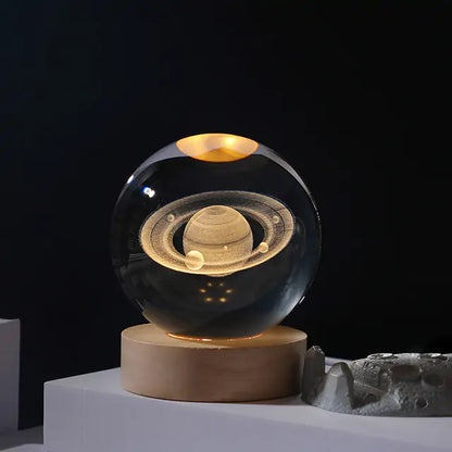 3D Laser Engraved Solar System Ball with LED Light Base