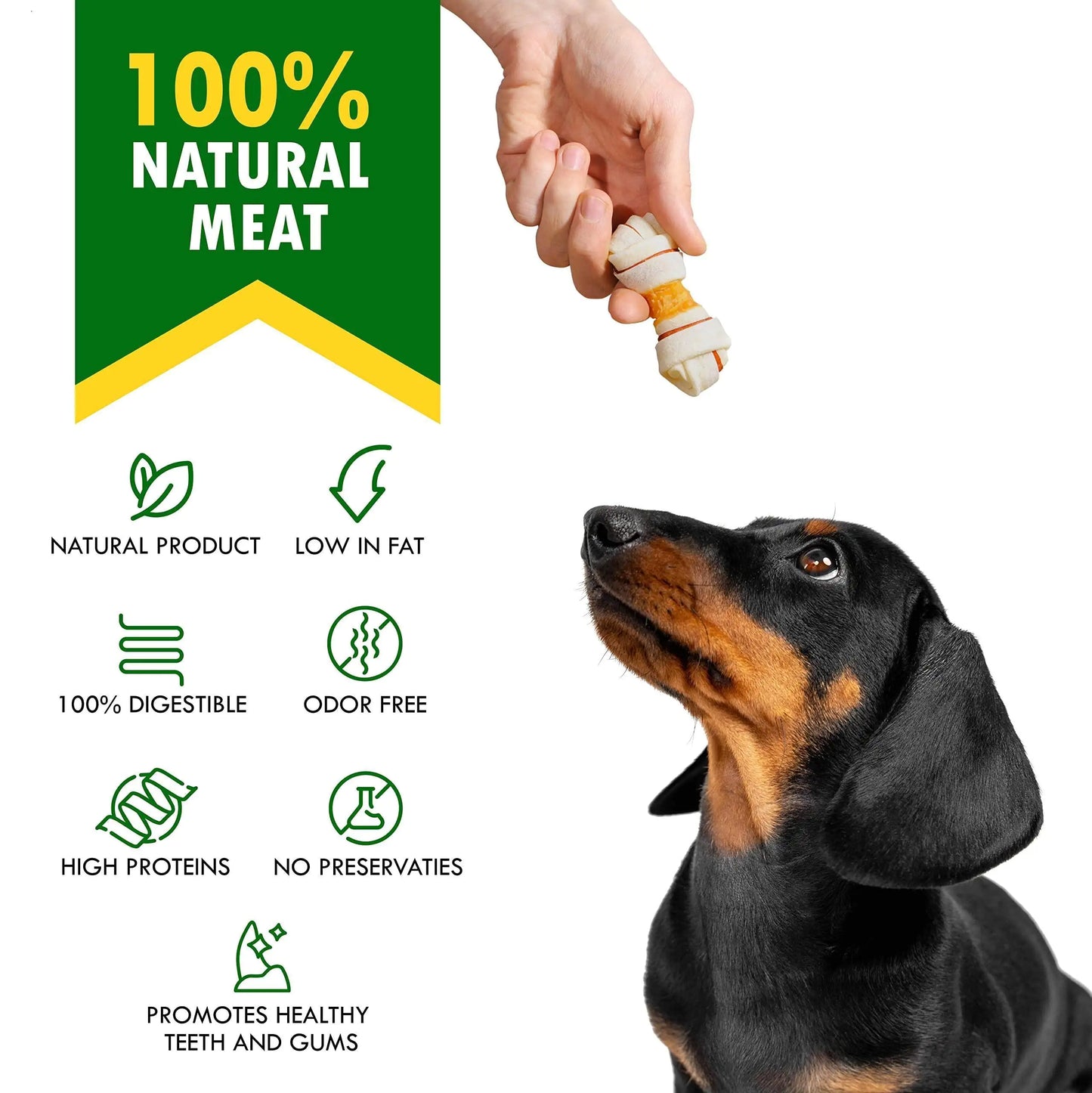 Dog Rawhide Bone Sticks Wrapped with Chicken Pet Natural Chew Treats Grain Free Snack