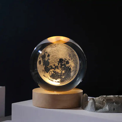 3D Laser Engraved Solar System Ball with LED Light Base