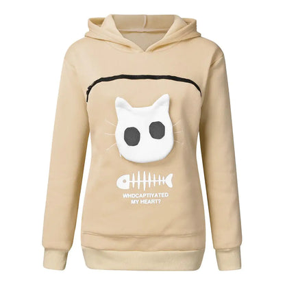 Hoodie Sweatshirt With Cat Pet Pocket Design