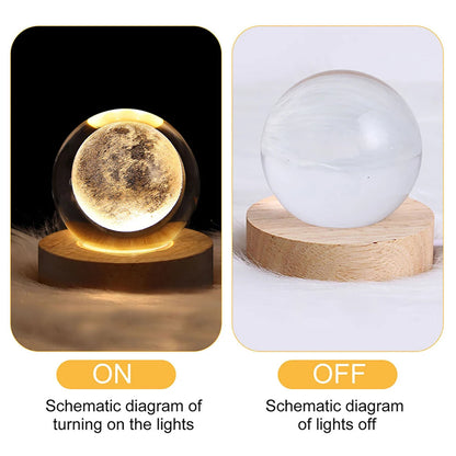 3D Crystal Ball Night Light | Moon, Astronaut, Galaxy