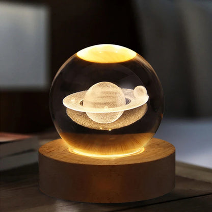 3D Crystal Ball Night Light | Moon, Astronaut, Galaxy