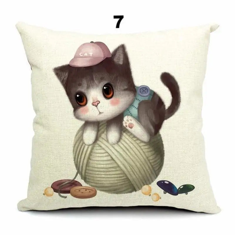 Cute 3D Retro Teacup Cat Cushion Covers