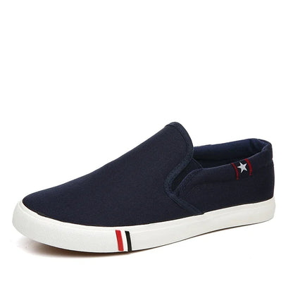 Men's Classic Canvas Shoes Casual Slip on Loafers Fashion Vulcanized Flat Shoes Non Slip Walking Skateboard Shoes Zapatillas