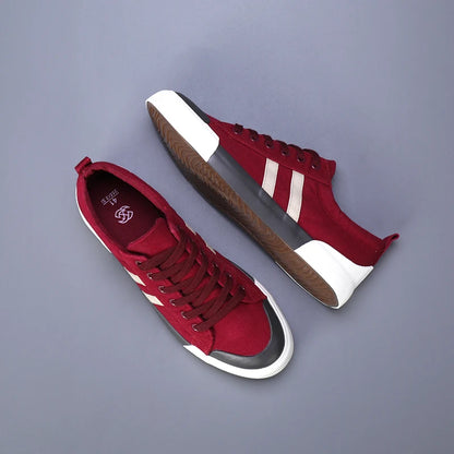 2023 New Retro Red Canvas Shoes Men Spring Summer Men's Casual Shoes Designer Lace-up Vulcanized Shoes for Men Flat Sneakers