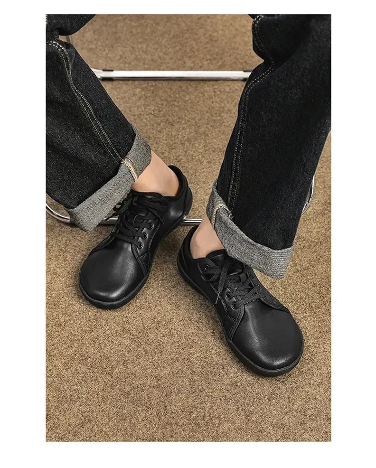 Mens Leather Wide Barefoot Shoes Unisex Plus Size Male Outdoor Minimalist Sneakers Women Zero Drop Casual Comfort Walking Flats