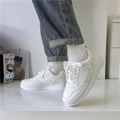 Flat Men's Shoes Comfort Sneakers for Men White Casual Man Leather Shoes Outdoor Walking Flat Platform Shoe men Chaussure Hommes