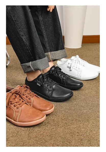 Mens Leather Wide Barefoot Shoes Unisex Plus Size Male Outdoor Minimalist Sneakers Women Zero Drop Casual Comfort Walking Flats