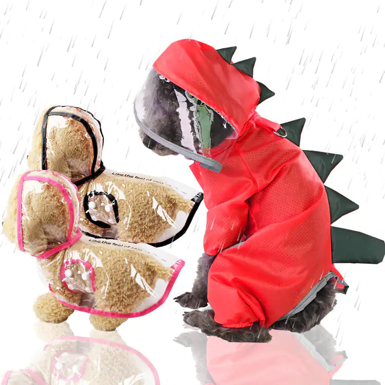 Dog's Waterproof Dinosaur Raincoat - MeeowShop