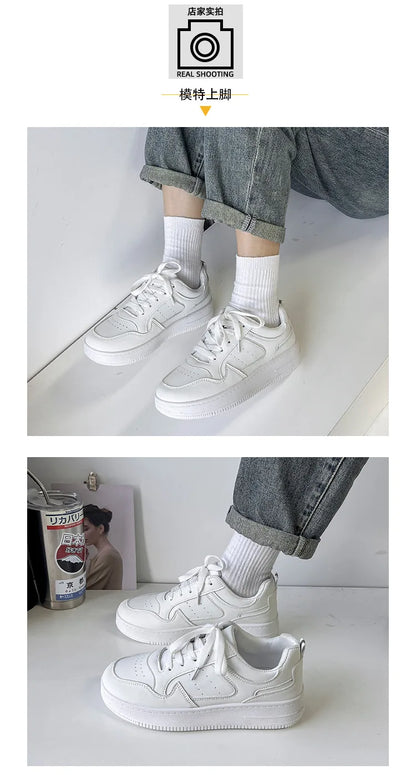 Flat Men's Shoes Comfort Sneakers for Men White Casual Man Leather Shoes Outdoor Walking Flat Platform Shoe men Chaussure Hommes