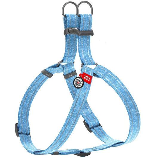 Blue Cotton Dog Harness Eco Friendly Adjustable for Medium Dogs M Size 2332 in