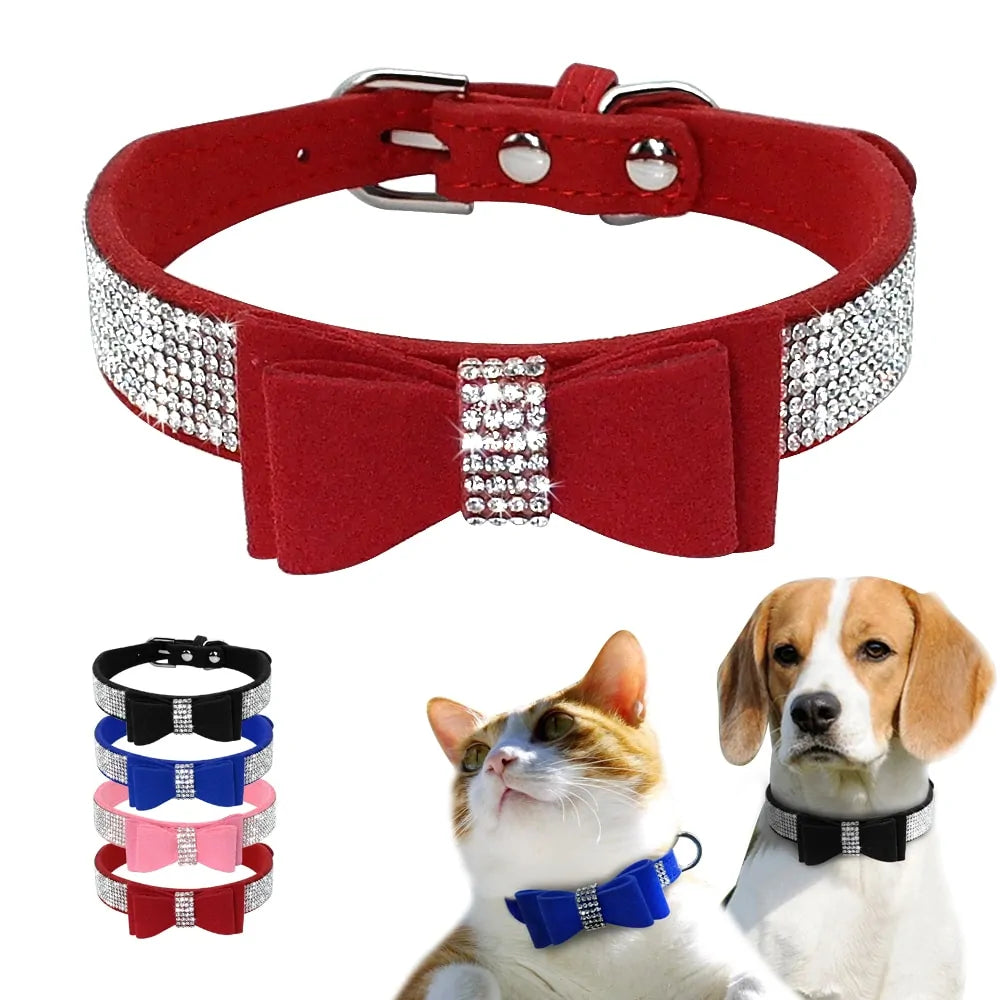 Pet's Adjustable Diamond Bowknot Collar - MeeowShop