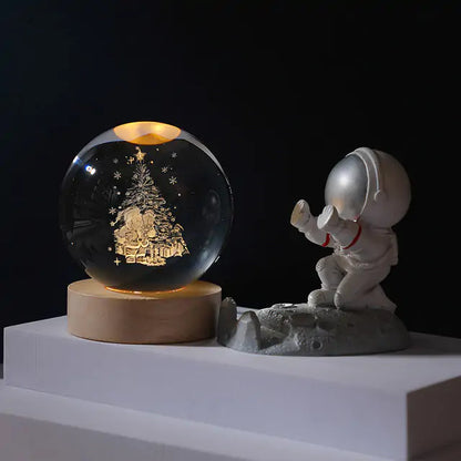 3D Laser Engraved Solar System Ball with LED Light Base