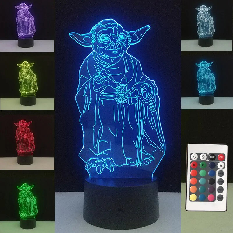 Colorful Yoda LED Night Lamp