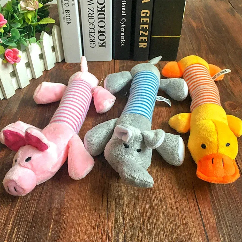 Dog's Squeaky Plush Toys | Pig, Elephant & Duck - MeeowShop