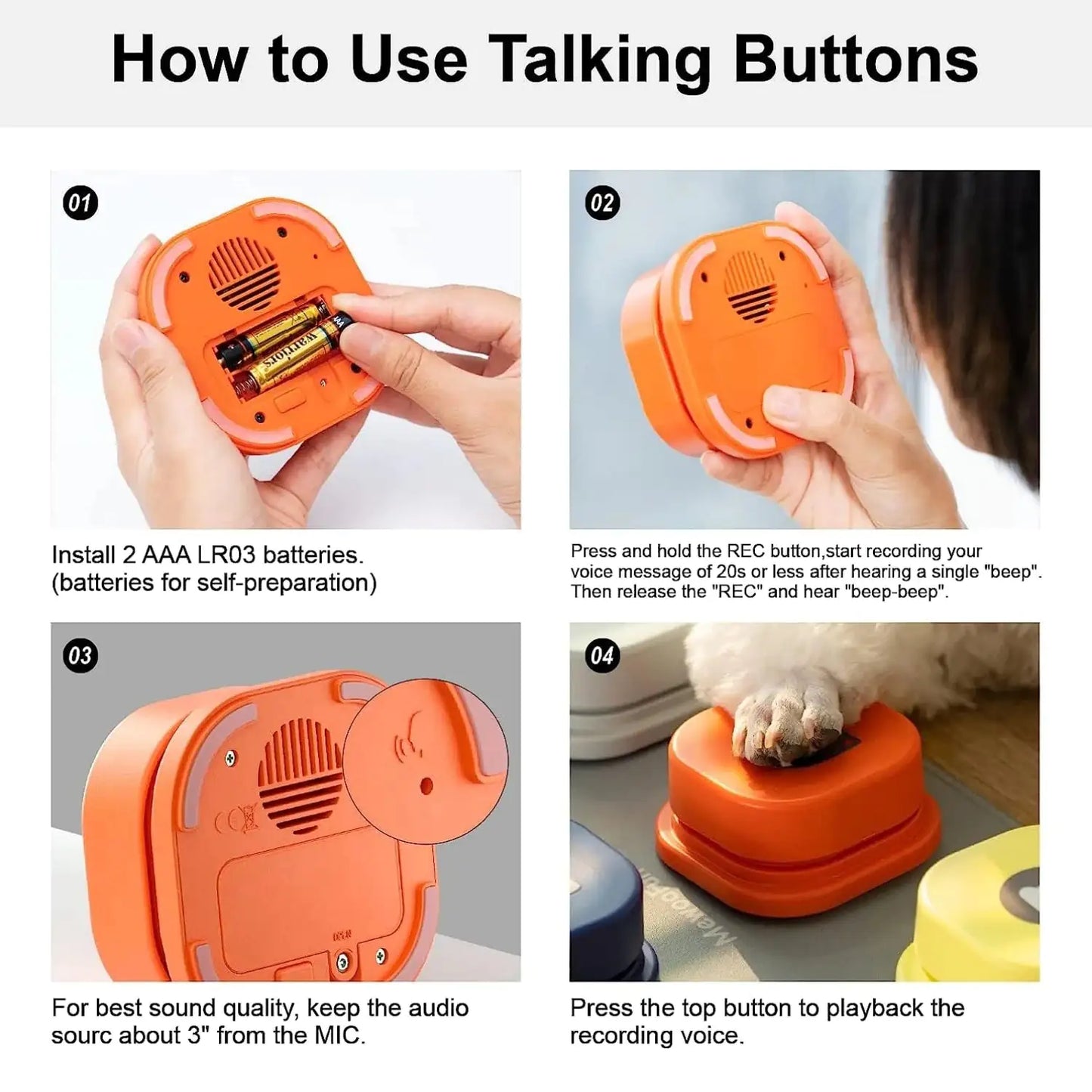 Pet's Recordable Buttons For Communication Training - MeeowShop