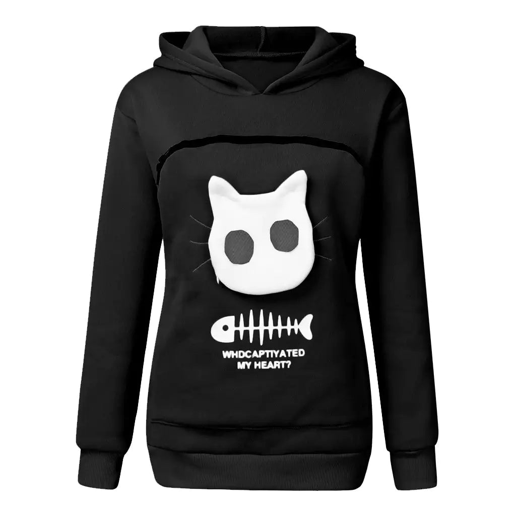 Hoodie Sweatshirt With Cat Pet Pocket Design