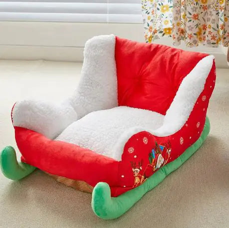 Pet's Cozy Christmas Sleigh Bed