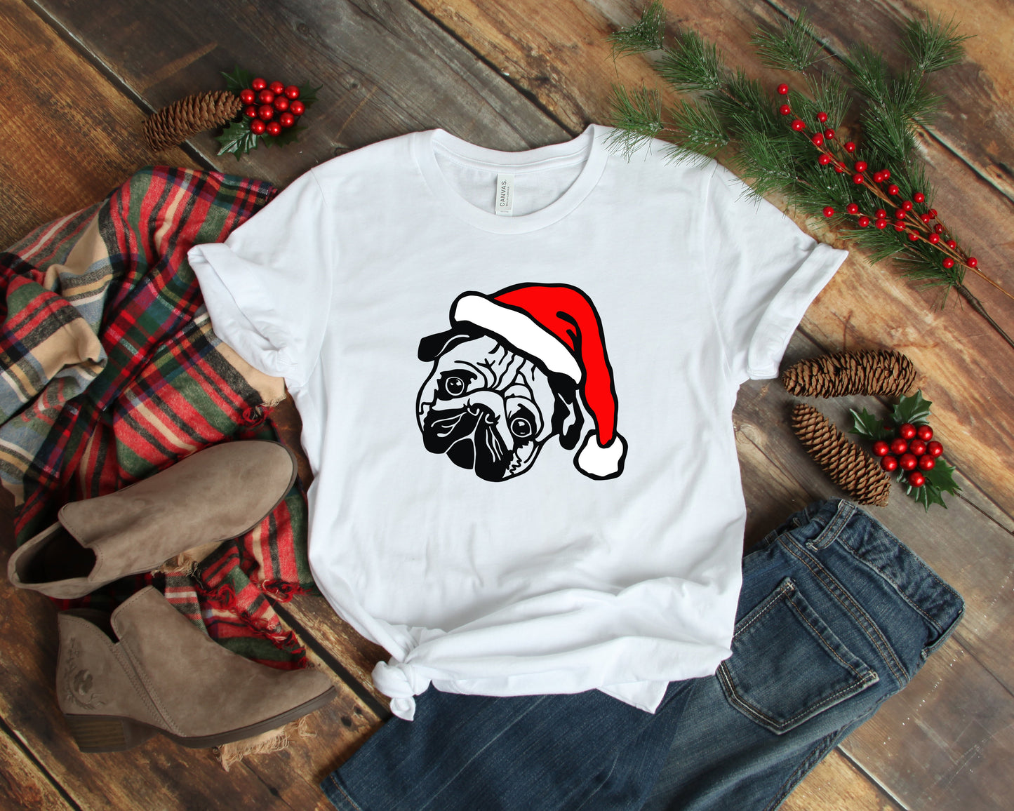 Christmas Santa Pug Shirt (S - XXXL)