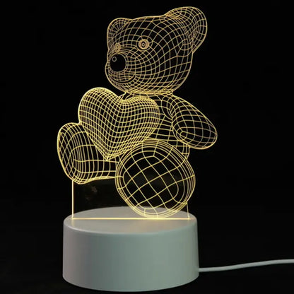 3D Lamp 3 Color Teddy Night Light