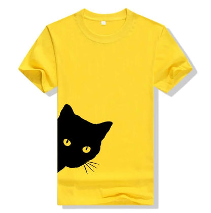 Cat Looking Out Side Print T-shirt