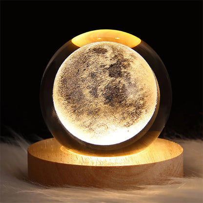 3D Crystal Ball Night Light | Moon, Astronaut, Galaxy