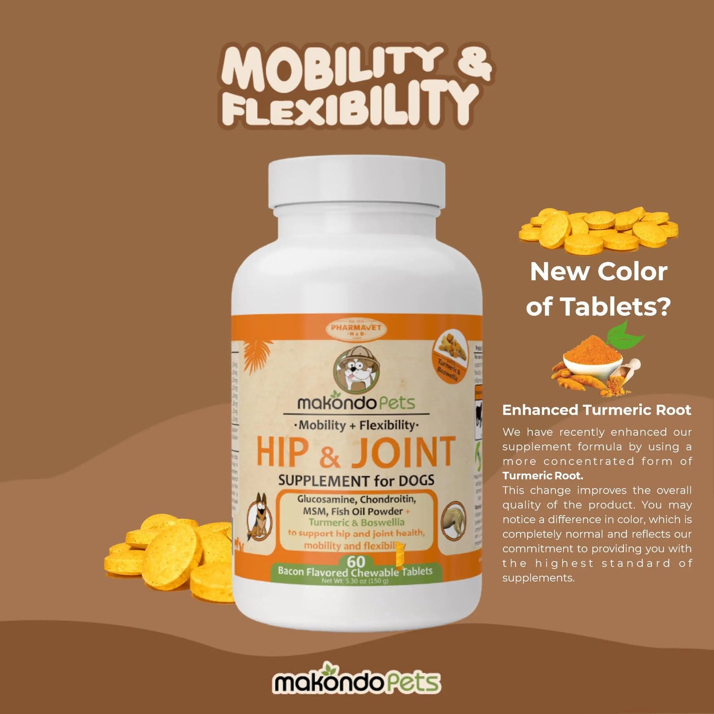 Hip and Joint Supplement for Dogs with Chondroitin Collagen for Dogs Turmeric