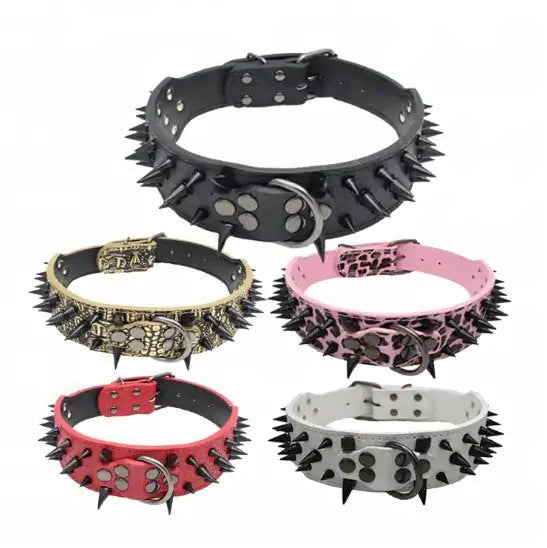 Pet's Spiked Studded Leather Collars - MeeowShop