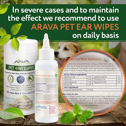 Natural Ear Mite Treatment for Adult Dogs & Cats Ear Mites Infection Cleaner