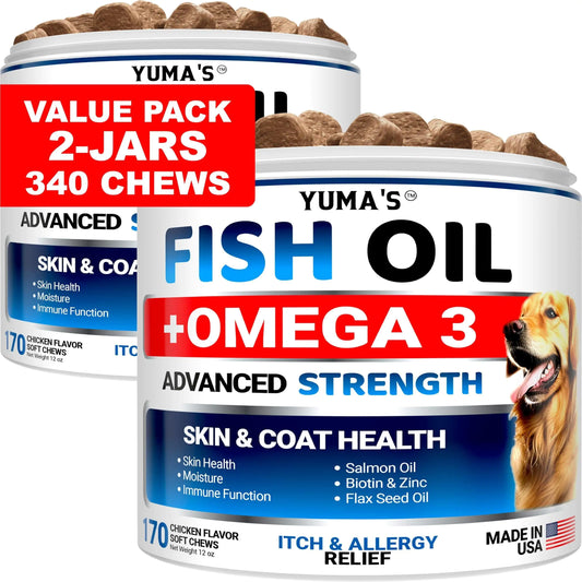 2 Pack Omega 3 Fish Oil for Dogs Skin and Coat Supplement Dry Itchy Skin Relief