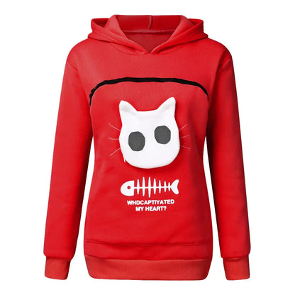 Hoodie Sweatshirt With Cat Pet Pocket Design