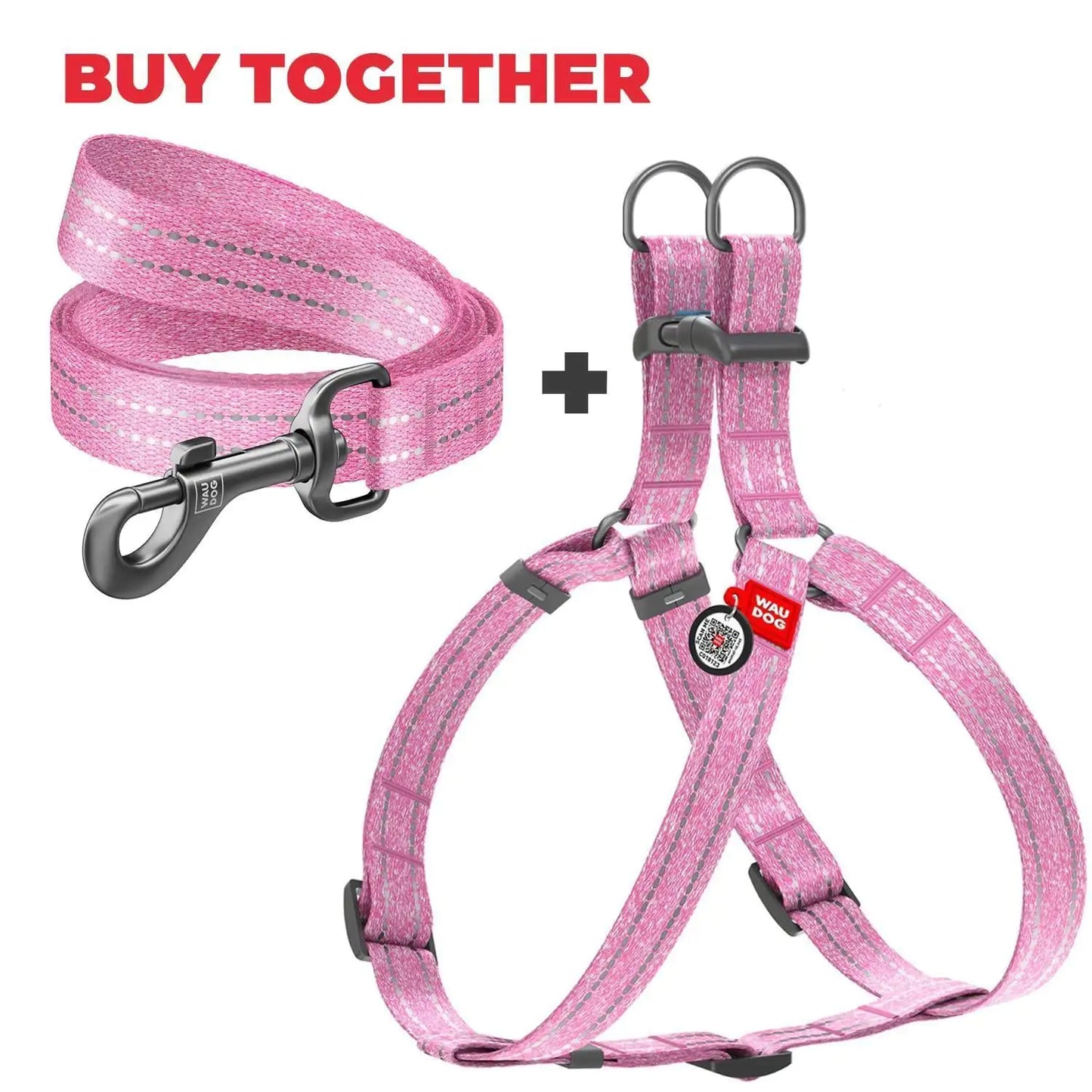 Dog's Pink Cotton Harness Eco Friendly Adjustable for Medium Dogs