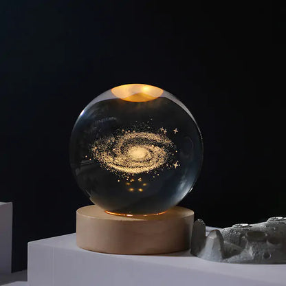 3D Laser Engraved Solar System Ball with LED Light Base