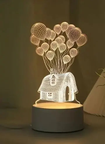 3D Monochrome Dream Balloon House LED Night Light