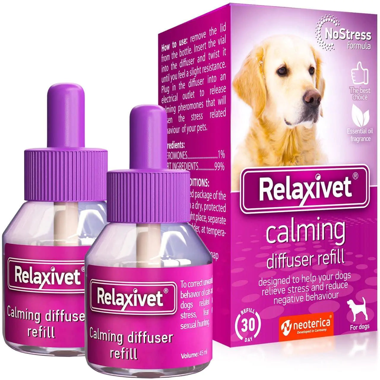 Dog Calming Pheromone Diffuser Refill 2 Pack Anti Anxiety