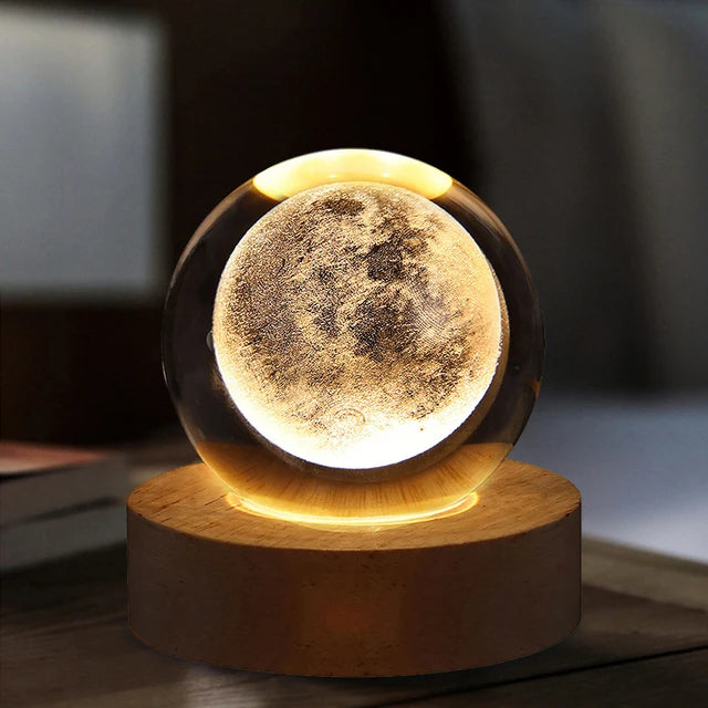 3D Crystal Ball Night Light | Moon, Astronaut, Galaxy