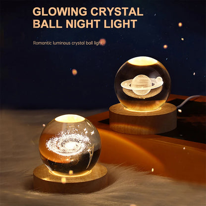 3D Crystal Ball Night Light | Moon, Astronaut, Galaxy