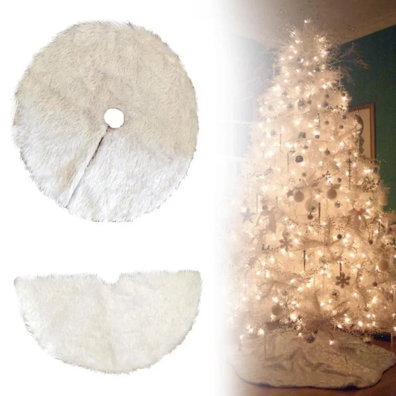 Creative White Plush Christmas Tree Skirt